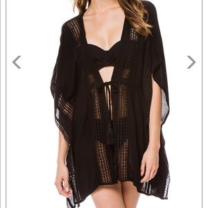 ELAN black kimono swimsuit cover up